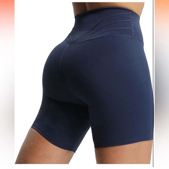 Aoxjox Trinity Workout Biker Shorts 6” • Small • Navy - Picture 2 of 6